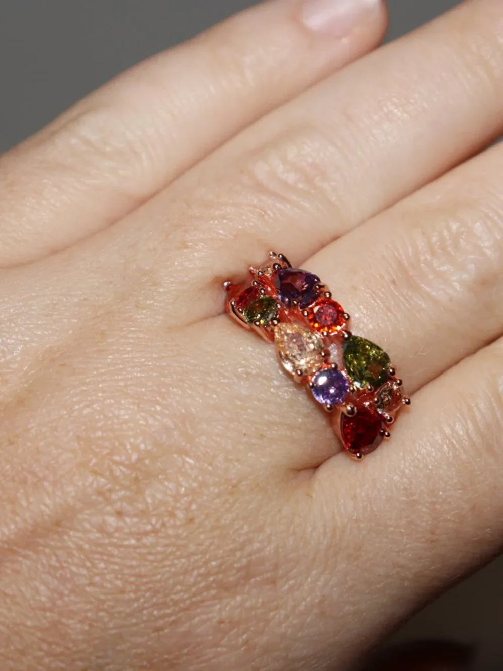 ✨ NWOT Rose Gold Multi‑Stone Statement Ring • Size 9.5 ✨